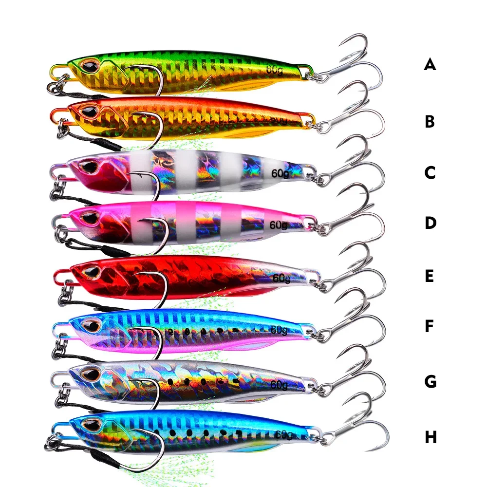 Submersed lead fish Long Metal Jig Fishing Lure Slow Cast Jigging Spoon 20G 30G 40G 60G Artificial Shore Metal Bait Sea Tackle