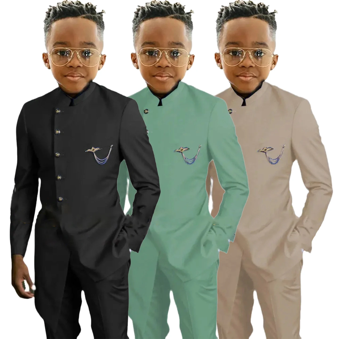 

Boys Mandarin Collar Formal Suit for Wedding Birthday Party Suit Set Slim Fit Graduation Children's Suit Classic Boys Suit Set