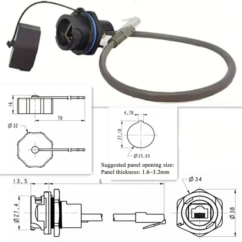 IP67 RJ45 Netzwerkanschlusskabel Wasserdicht RJ45F71RA Schnallenverbindung Buchse F6 Aviation Stecker RJ45 RB Ethernet Stecker