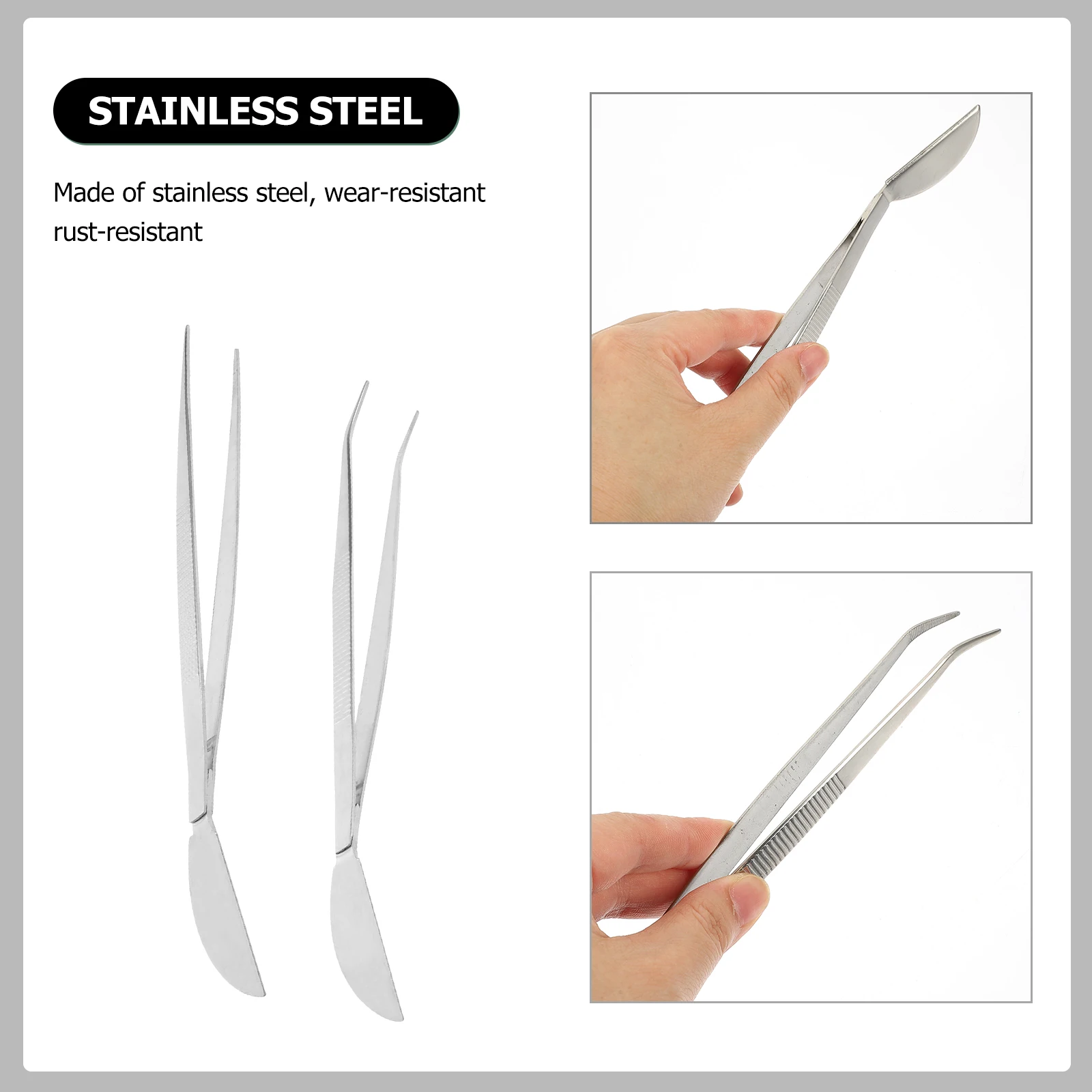 

2pcs Stainless Steel Tweezers Durable Gardening Tools Ergonomic Design For Removing Dead Leaves Moss Application Small Precision