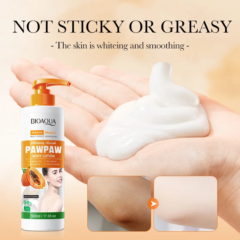 500ml Papaya Body Lotion Moisturizes Body Skin Massage Whitening Skin Smooth Improving Roughness Anti-Drying Body Lotion Cream