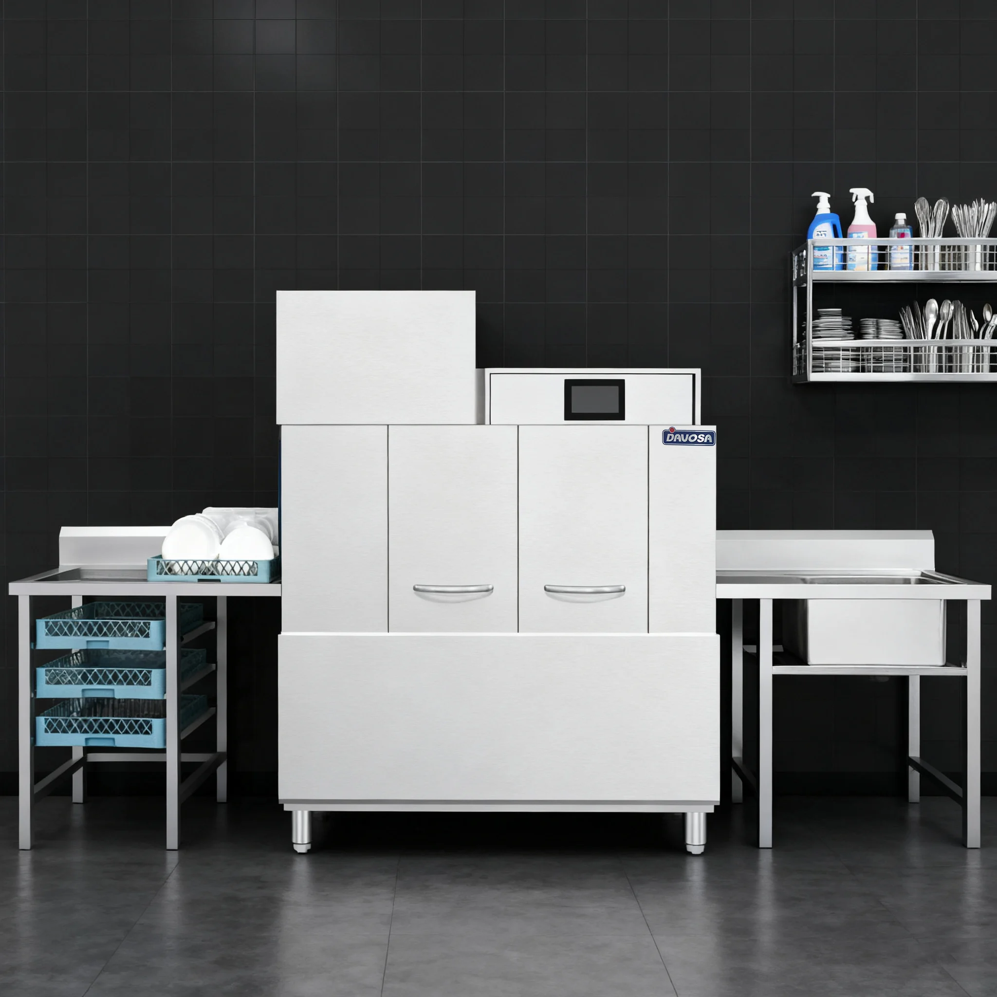 Commercial Stainless Steel Freestanding Rack Conveyor Electric Dishwasher With Dryer For Restaurant Hotel Canteen