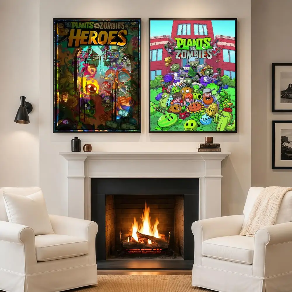 Game P-Plants Vs Z-Zombies Poster Frameless Poster Wall Art Indoor Decor For Living Room Office Bar Bedroom Wall Decoration