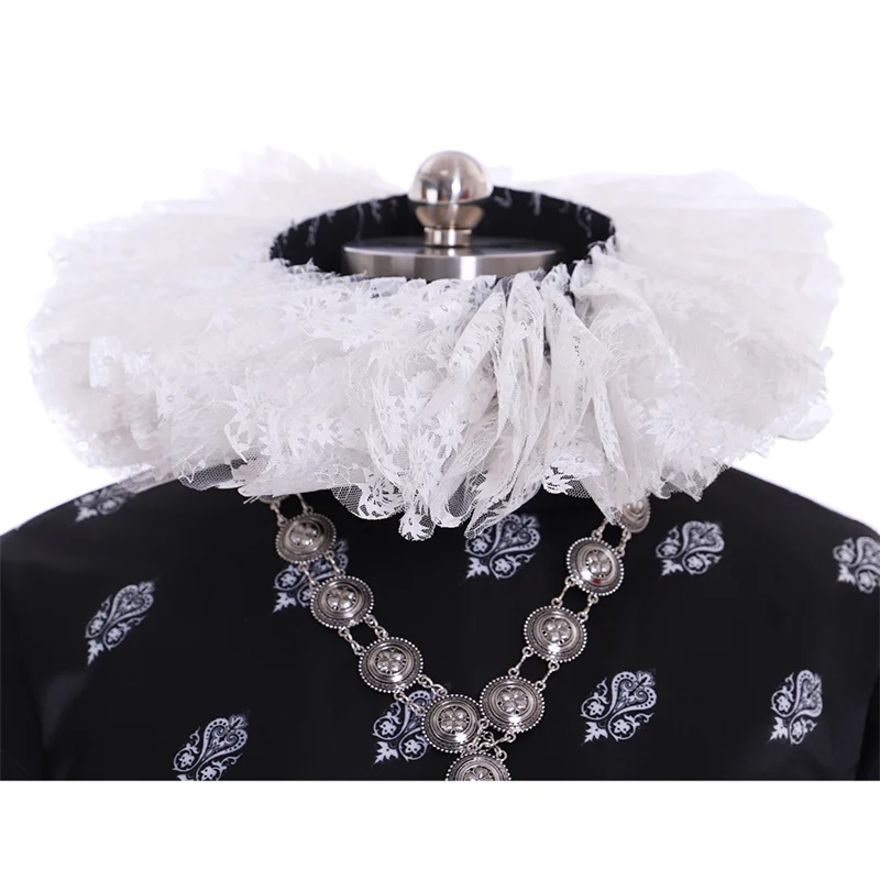 

Платье королевы Элаizateth Tudor эпохи Возрождения, средневековое платье Тюдоров Элизаветы, черное платье с рюшами на заказ