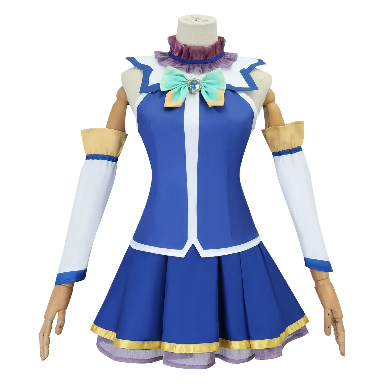 2025 God's Blessing on This Wonderful World Aqua Cosplay Costume Blue Dresses School Uniform Suit Party Role Play for Girls