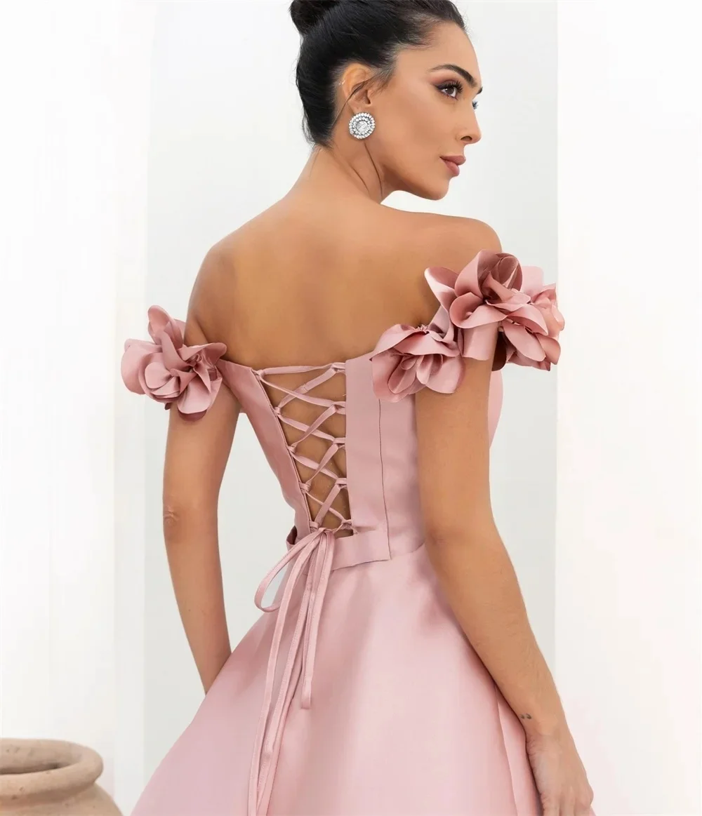 

Slit Pink Floral Long 2026 Gown Evening Dresses Pastrol Unisex Jersey Retro Dubai Saudi Arabic Prom Customized