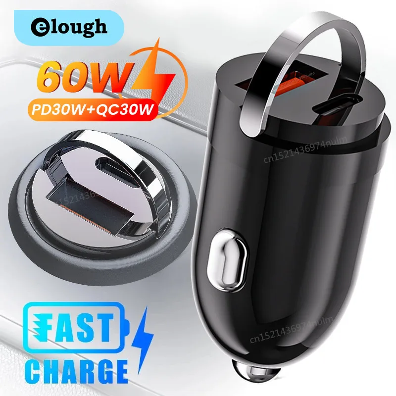 60W Car Charger Fast Charging for Samsung Huawei PD30W QC 3.0 Mini USB Type C Car Phone Charger Adapter for iPhone 14 13