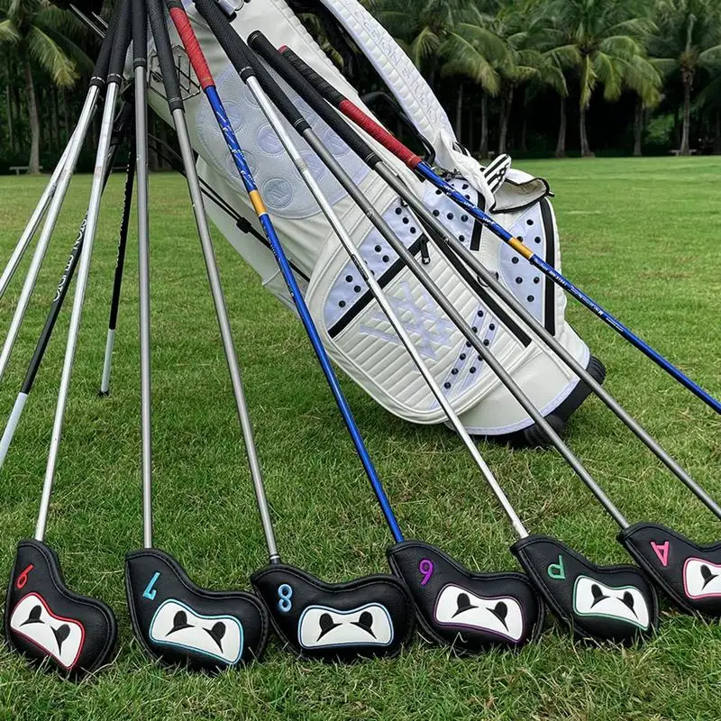 Golf Club Head Cover Golf Iron Head Covers Set Embroidered PU Leather Golf Head Cover Magnetic Closure Set Of 10 Golf Driver