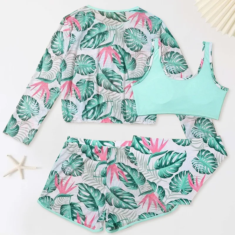 

Новый комплект детских купальников для девочек 2026 года: 4 предмета, с длинным рукавом, раздельные, с защитой от УФ-излучения, шорты и куртка