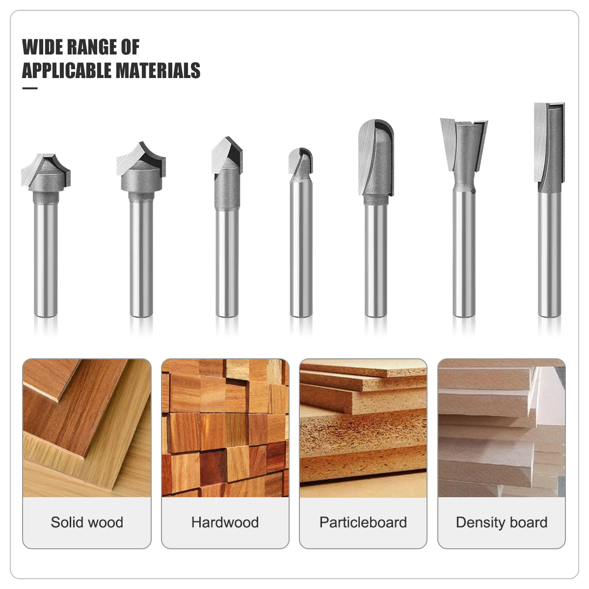 12pcs 6mm Shank Router Bit Set Woodworking Tools Straight Carving Slotting Round Bits Carbide Wood Milling Cutter