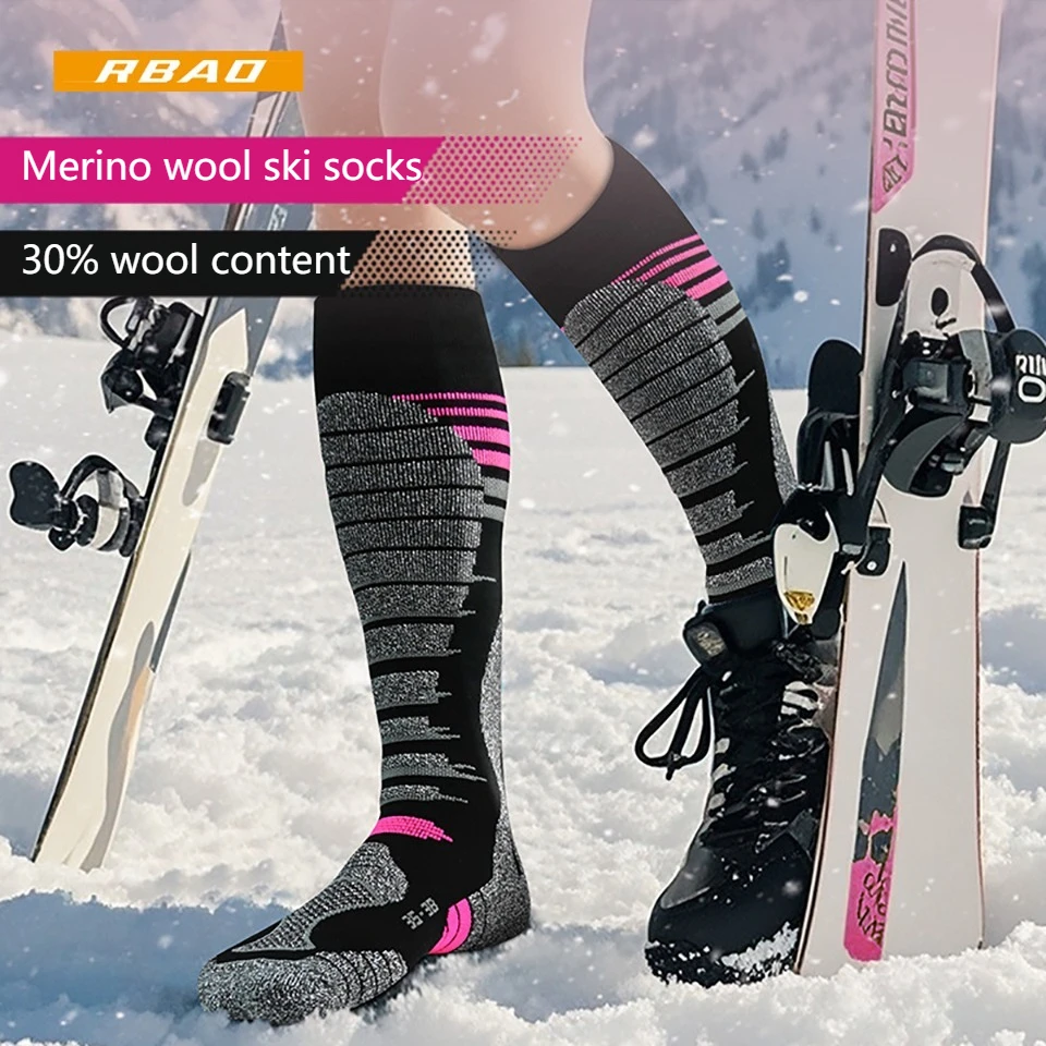 GTUBIKE 1 Pair New Merino Wool Ski Socks Outdoor Sports Thickened Terry Keep Warm Knee High Long Skiing Snowboard Hiking Socks