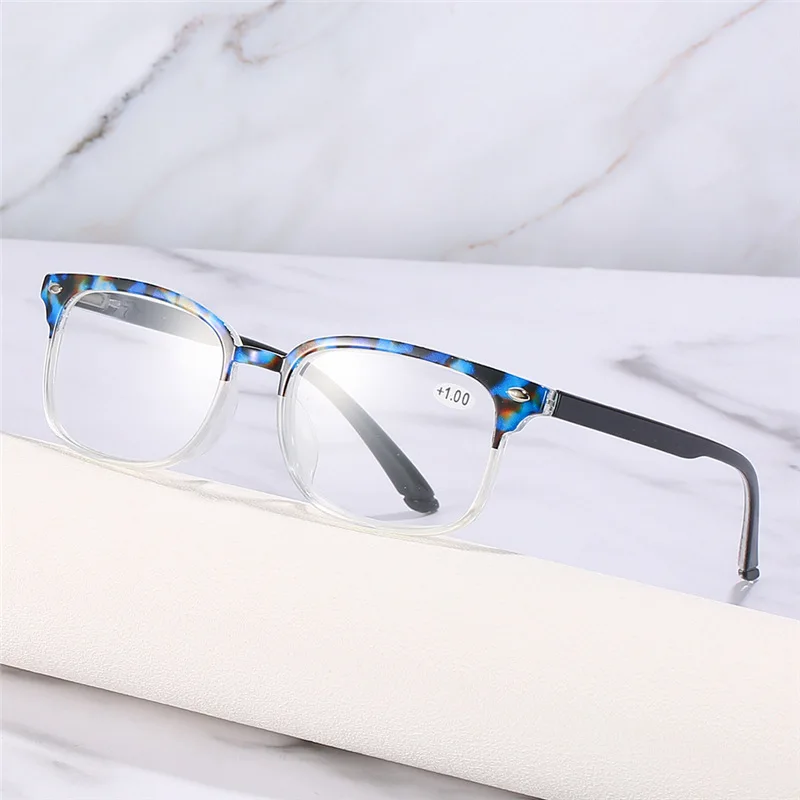 Leopard Square Reading Glasses Women Men Rivet Presbyopia Eyeglasses With Diopter +1.0 +1.25 +1.75 +2.25 +3.25 +3.75 +4.0