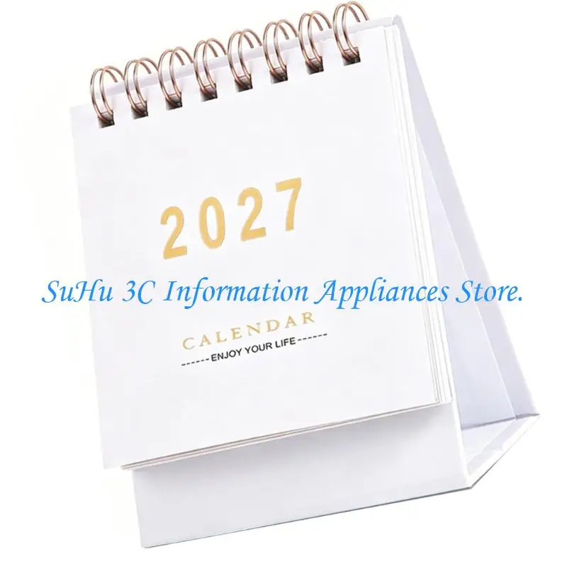 Desktop Reminder 2027 Calendar with Paper Pages, Small Freestanding Planner Calendar for Office Desks and Home Study