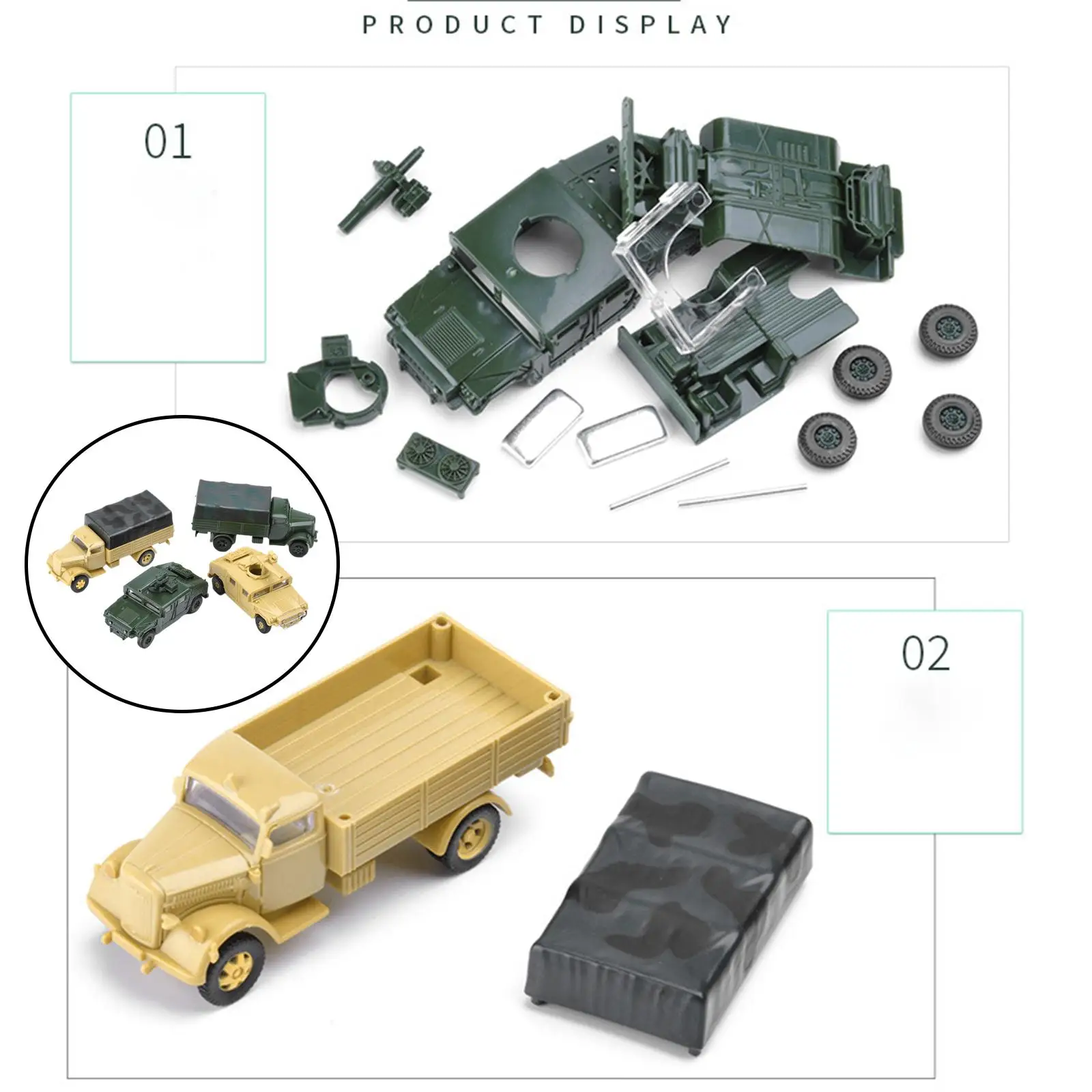 4x 1:72 4D montaż ciężarówki zabawka edukacyjna mikro element dekoracji krajobrazu USA ciężarówka Model pojazdu zabawkowy zestaw do budowania