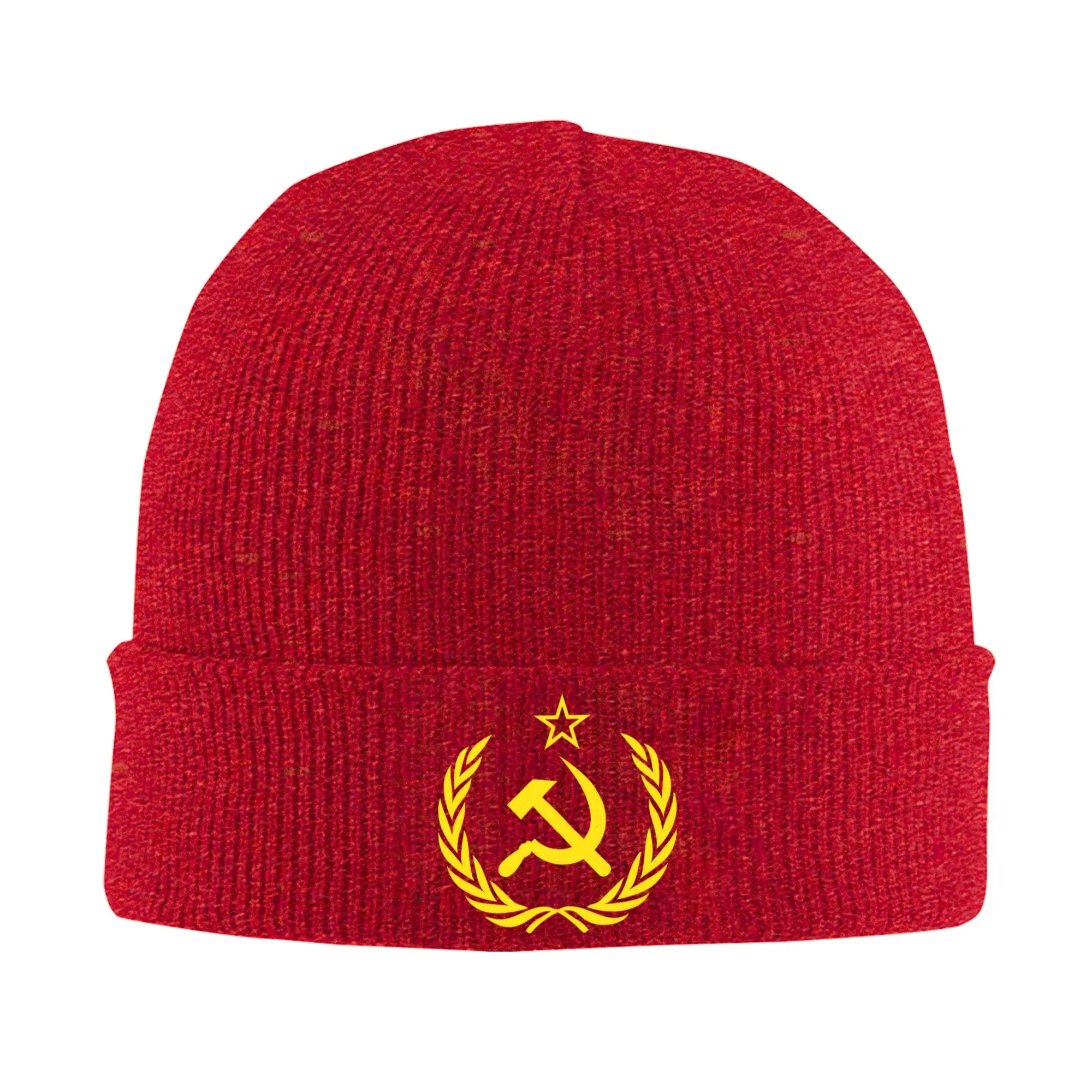 Hammer Sickle Soviet Union CCCP Knitted Hat Women Men Skullies Beanies Autumn Winter Casual Acrylic USSR Russian Warm Melon Cap