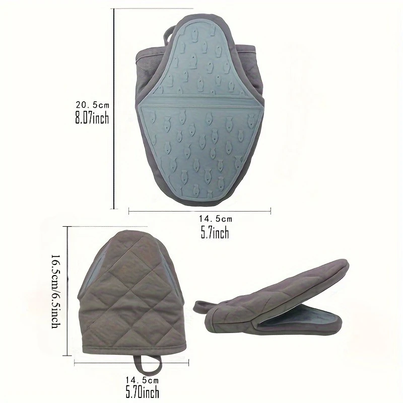 1pc Pads | Ergonomic Grip, Non-Slip Kitchen Mat, Baking Oven Insulated Gloves,Fish shaped semi silicone cloth hand grip gloves view 3