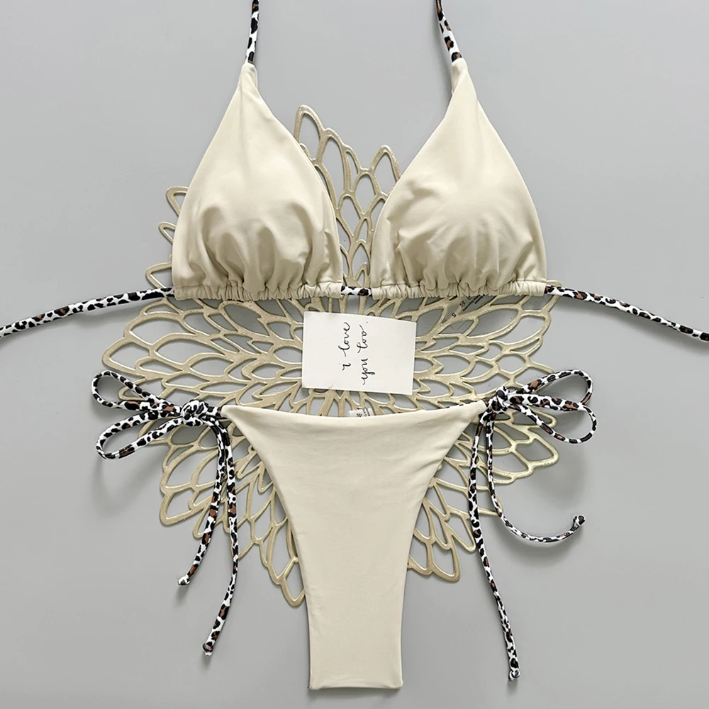 

Сексуальный купальник-бикини с завязками 2026: Женский однотонный раздельный купальник-стринги, микро-бикини, комплекты для пляжа