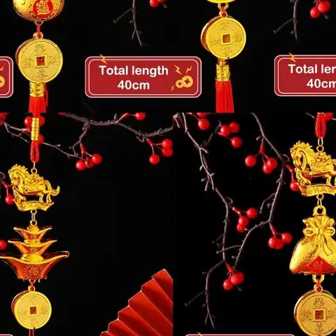 2026 سنة الحصان الجدار الشنق سيارة زخرفة السنة الصينية الجديدة قلادة ذهبية حمراء محظوظ الديكور هووسورمينغ الهدايا #1
