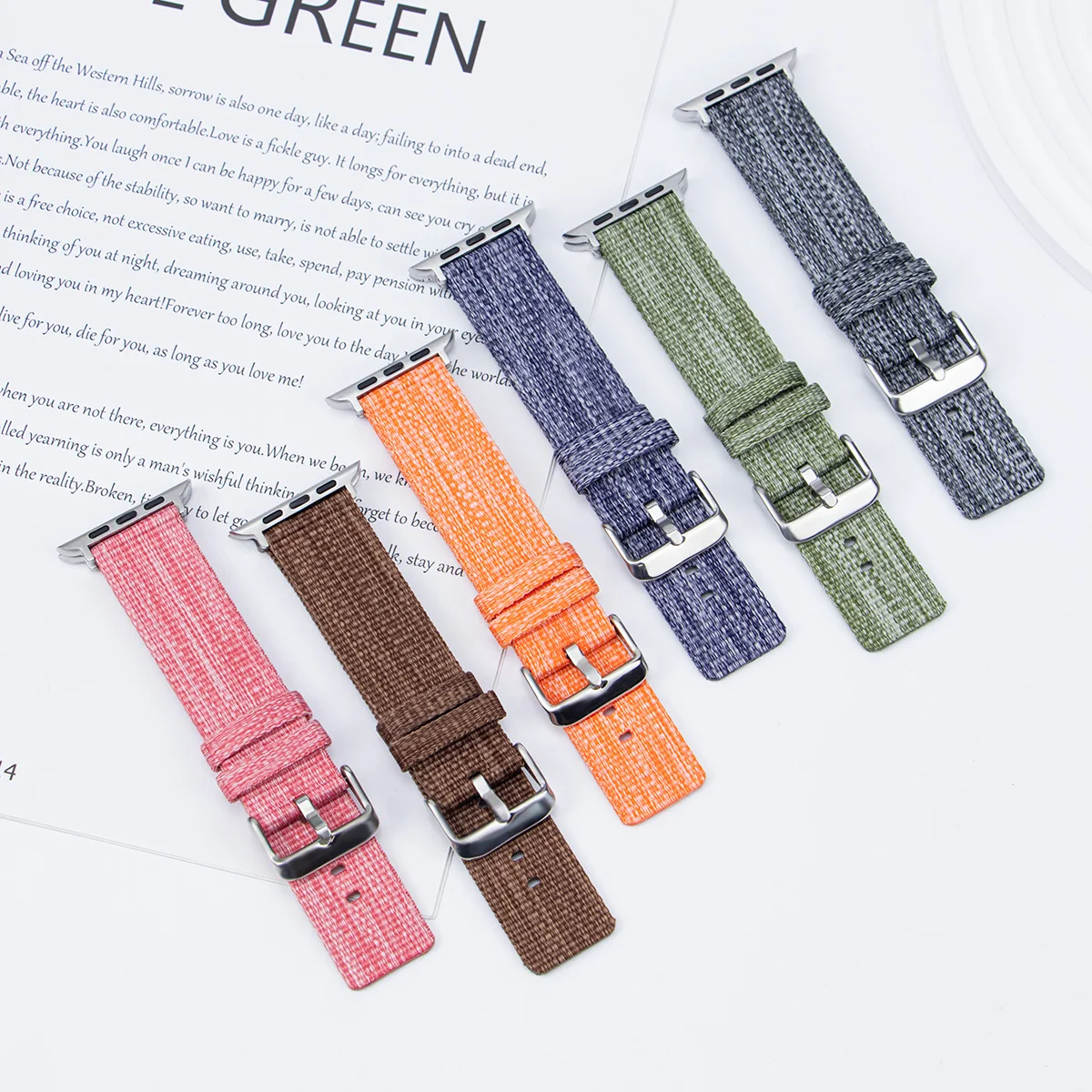 Canvas Nylon Watch Strap for Apple Watch Ultra 2 Band 49mm 44mm 45mm 41mm 42mm 40mm Bracelet For Iwatch Series 9 8 7 6 5 4 SE 3