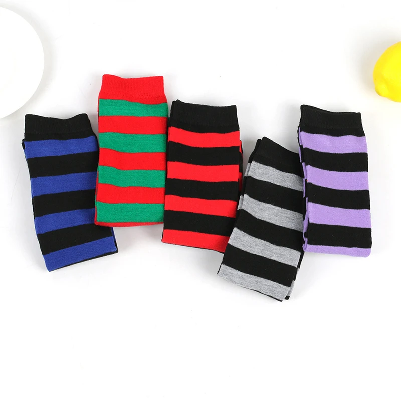 1Pair Colorful Striped Christmas Stocking Over Knee Socks For Women Girls Fashion Versatile Warm Sexy Slim Long Socks Gifts