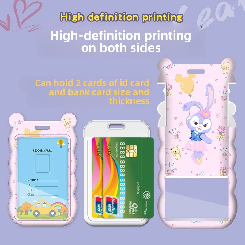 حامل بطاقات موجة StellaLou الكرتونية - حبل طويل للحافلة/مترو الأنفاق/بطاقات الوصول وشارات هوية الطالب