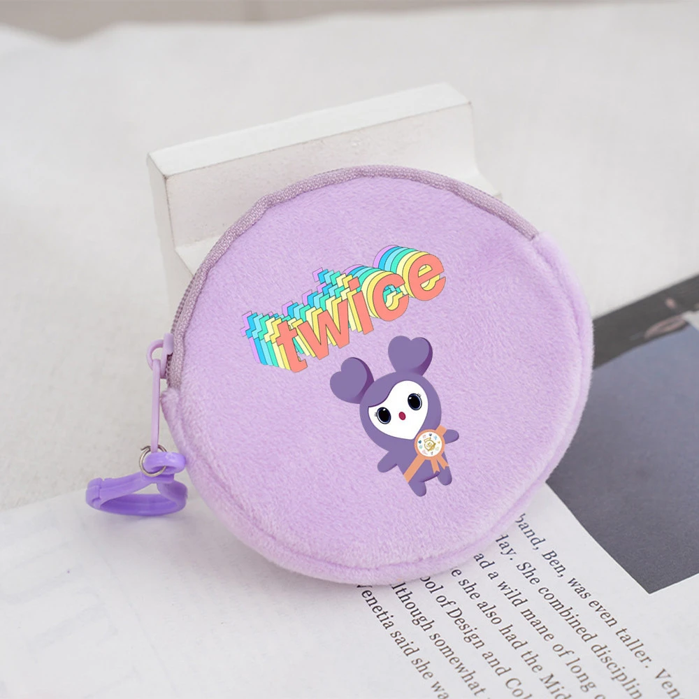 KPOP TWICE Coin Purse Cartoon Cute Printed Plush Wallet Keychain Pendant Backpack Accessories Sana NAYEON Mina DaHyun Fans Gift