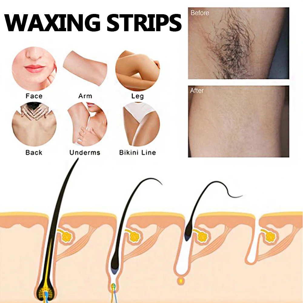 Hair Removal Underarm Private Facial Body Leg Hair Remove Cold Wax Strips Painless Depilatory Paper Beauty Women Men Skin Care