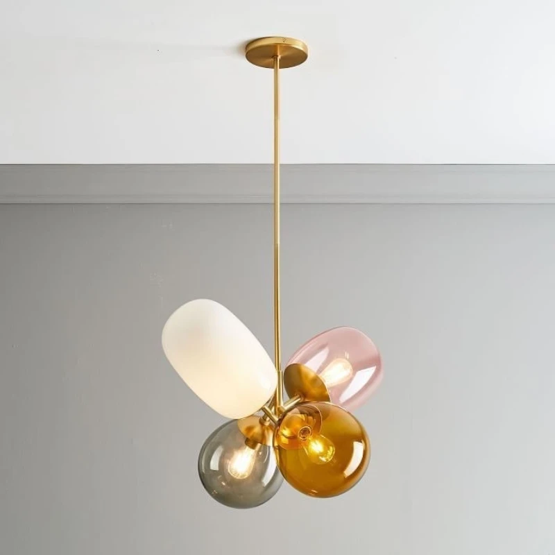 Colorful Glass Personality Lustres Creative Pendant Light Balloon Pendant Light Simple Warmth Room Bedroom Chandelier LED Light
