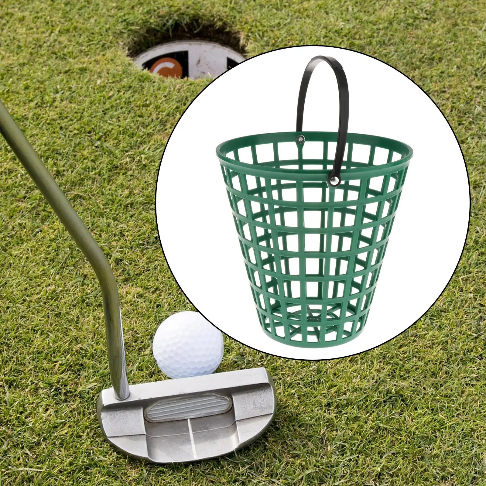 Cesta para pelotas de golf, contenedor irrompible para almacenamiento de pelotas de golf con asa para