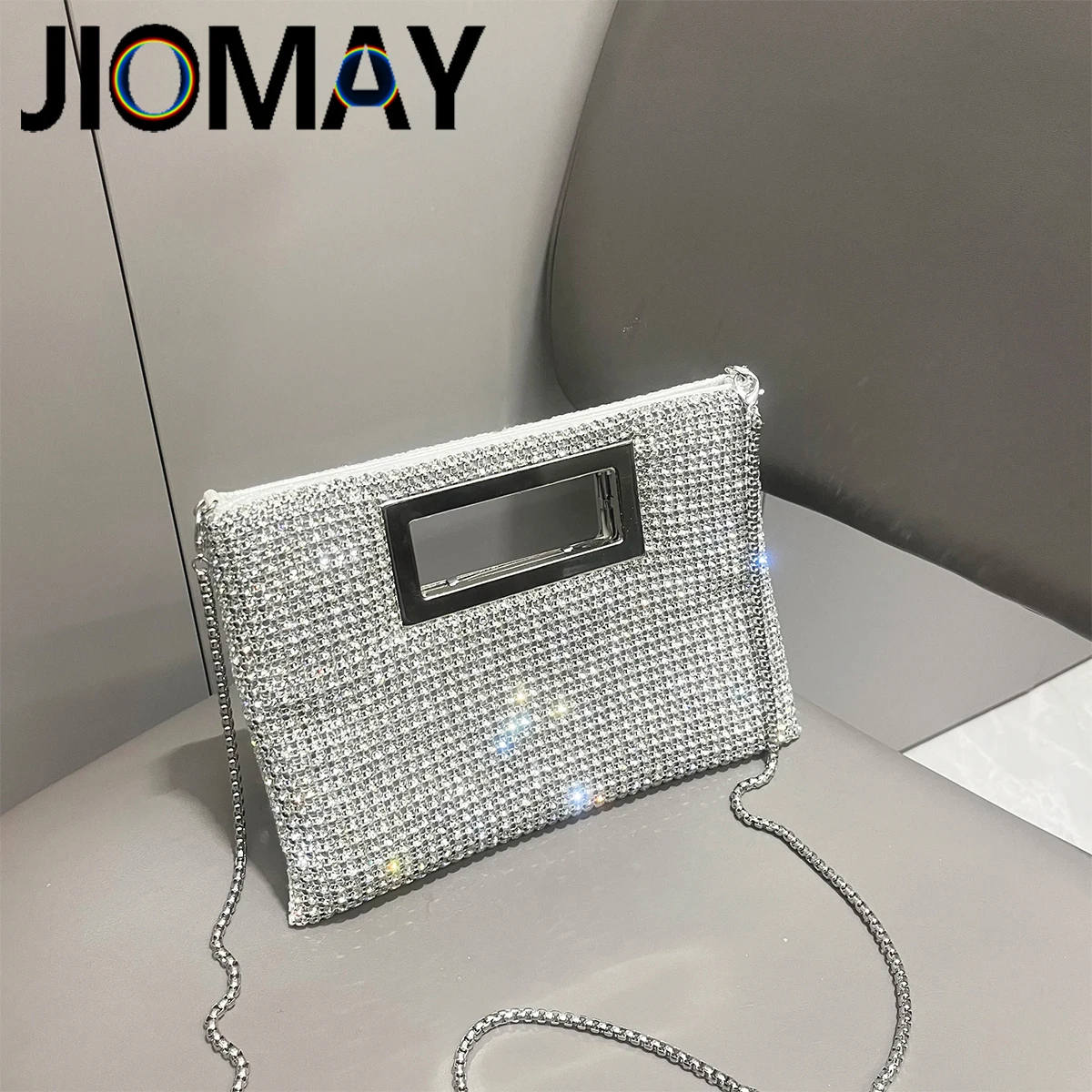 

JIOMAY женская блестящая сумочка со стразами, квадратный клатч, легкий вечерний кошелек для женщин