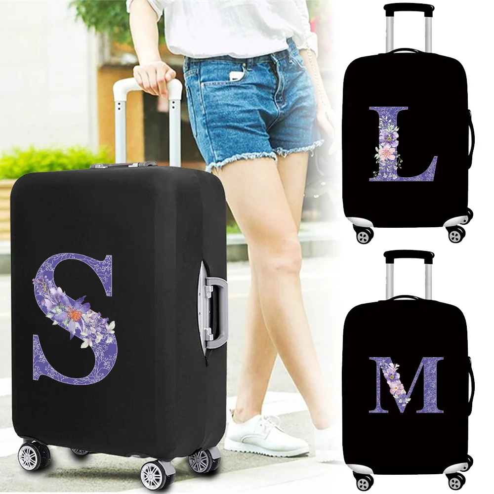 Thick Elastic Luggage Protective Cover Simplicity Suitcase Trunk Holders Case Portable Travel Accessories Purple Flower Printing