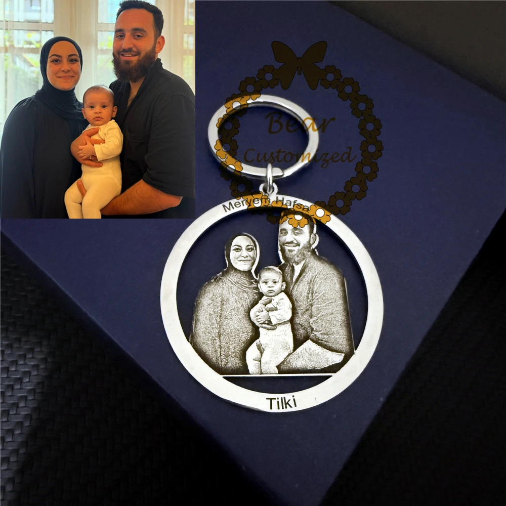 

Wholesale Custom Photo Necklace Custom Stainless Steel Engrave family Name Memory Frosted Photo Necklace Jewelry For Woman