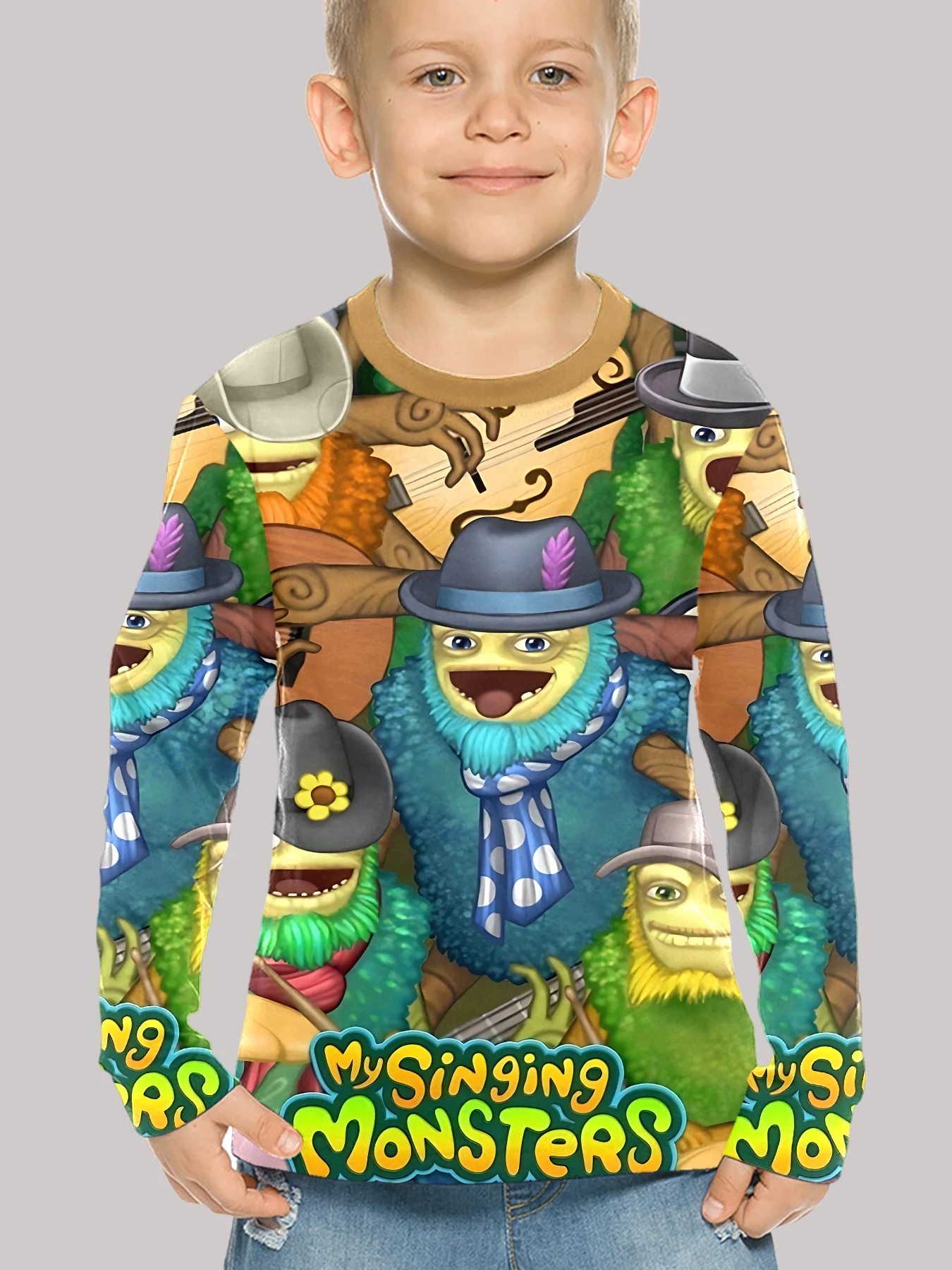 3D Print Game My Singing Monsters Children T-Shirt Long Sleeve Spring Fall Clothes Casual Round Neck Boys and Girls Tops