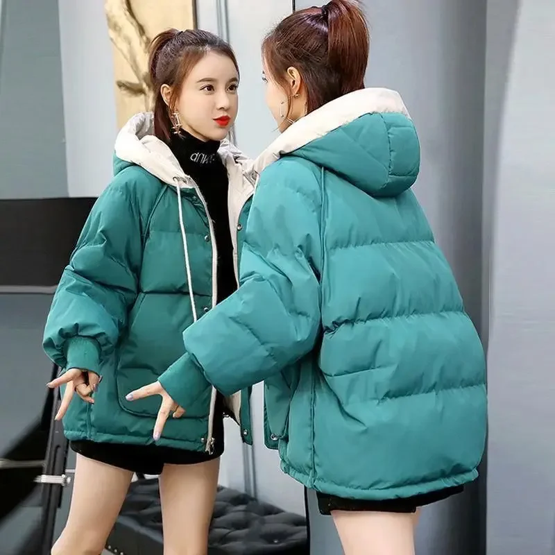 New Winter Women's Cold Coat Parkas Super Hot Hooded Padded Jacket Cropped Jacket Plus Size Jacket Loose Korean Fashion