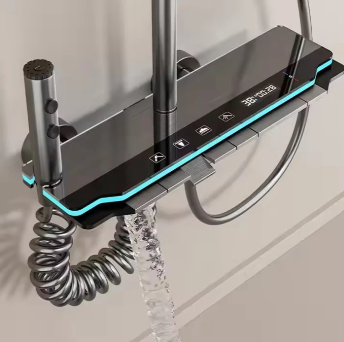 

Hot Pressurized Piano Key Shower Set with Bidets Sprayer Temperature Control Digital Display Luxury Shower Set