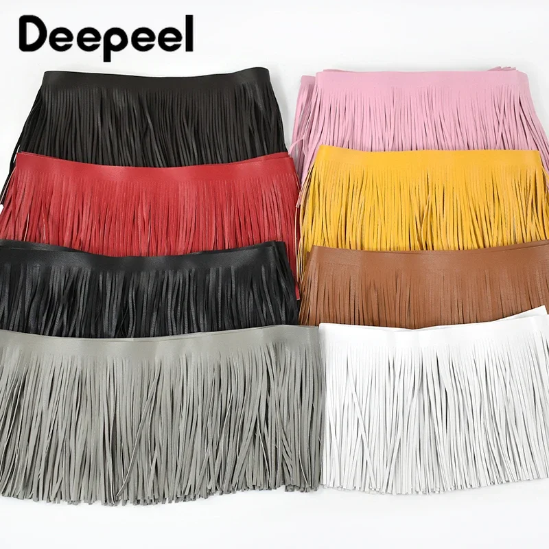 1Meter 10-30cm PU Faux Leather Fringe Tassels Trim Lace Ribbon Tassel for Jacket Dress Clothes DIY Sewing Supplies Accessories