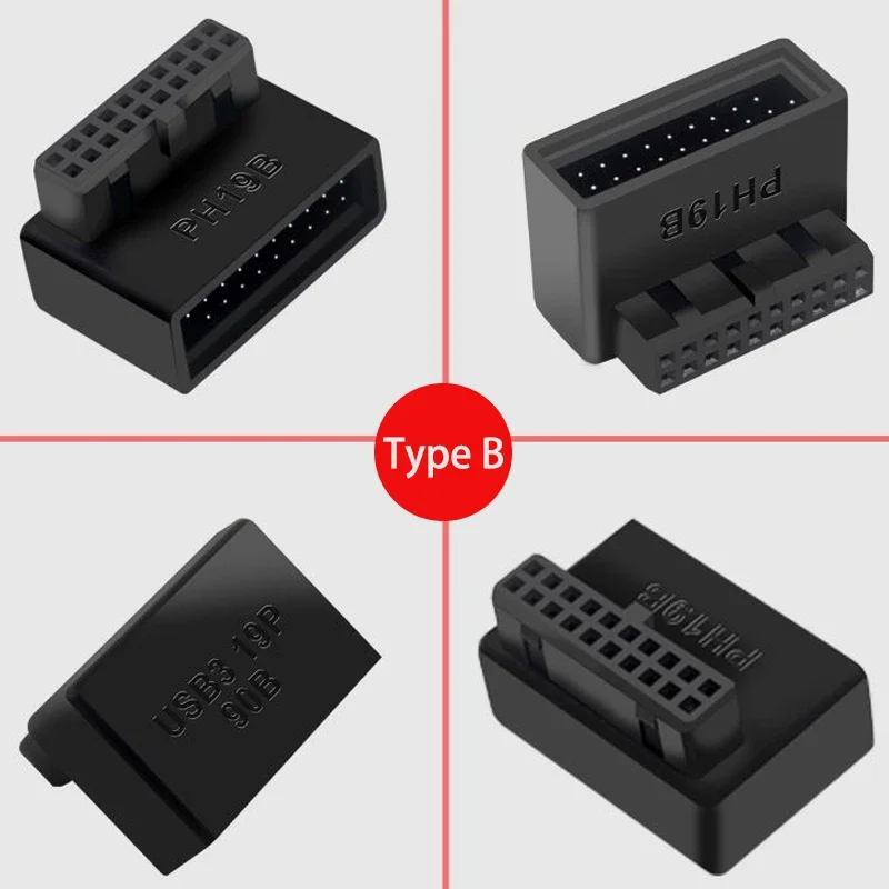 Computer Motherboard Header Adapter Connector USB 3.0 19Pin / 20Pin 90 Degree Desktop Converter Desktop Computer Accessories image 3