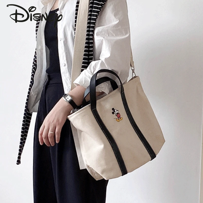 Disney Mickey New Women's Canvas Bag Fashionable High Quality Women's Crossbody Bag Casual Versatile Large Capacity Girl Handbag