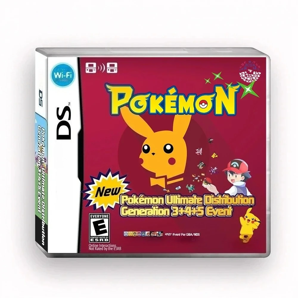 Cartucho de videojuego NDS, Pokémon Ultimate Distribution Gen 3, 4, y 5 cartuchos de juego para eventos, con manual de instrucciones