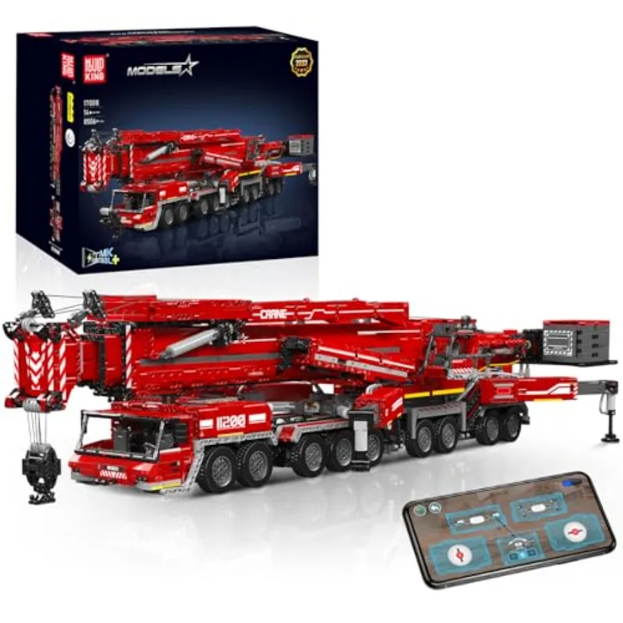 

Technology crane building set for adult construction modeling, ABS plastic, gray and yellow, 8506+ pcs with 20 motors and APP p