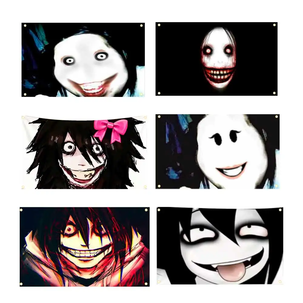 60x90cm/90x150cm Jeff The Killer Flag Tapestry U-Urban Horror Character Art Banner For Bedroom Home Outdoor Decor