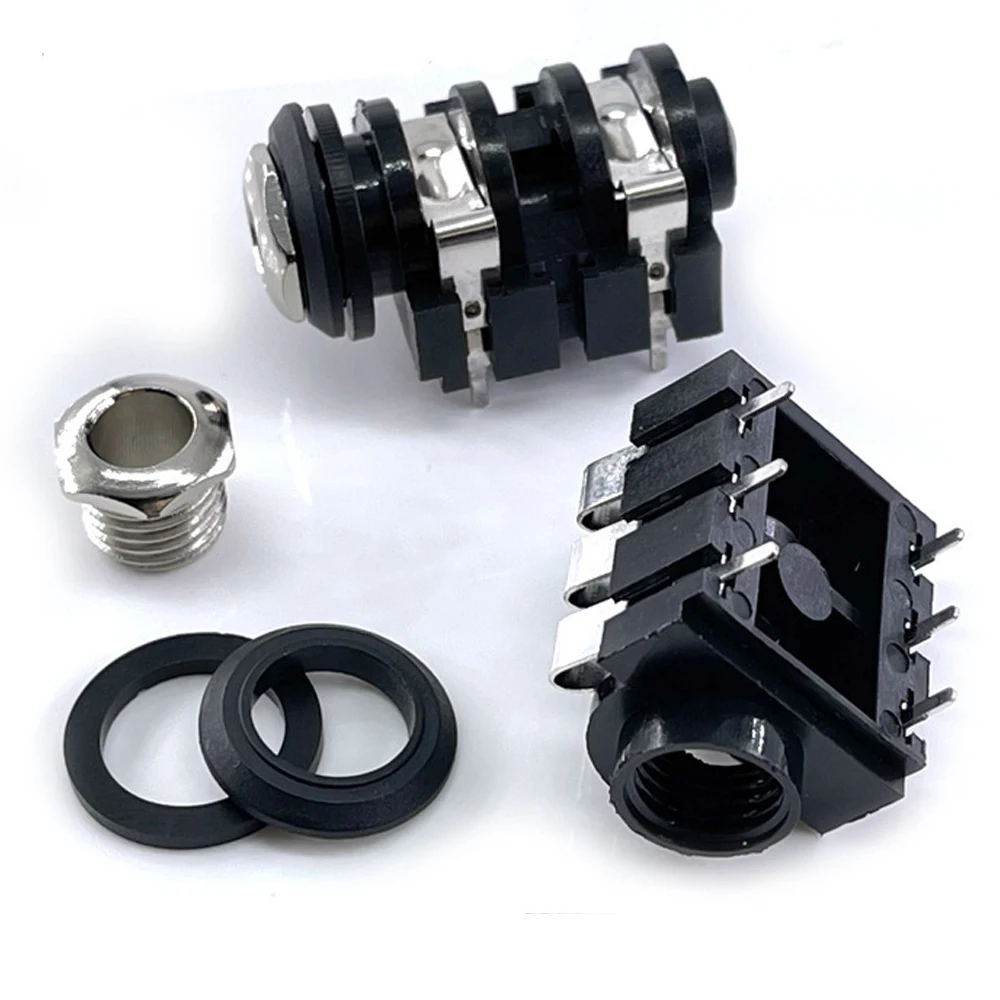 10 szt. Audio Jack 6.35mm PJ-609B gniazdo wzmacniacza mocy 4pin/6pin mikrofon Audio baza Audio nakrętka miedziana interfejs podwójny kanał — zdjęcie produktu 3