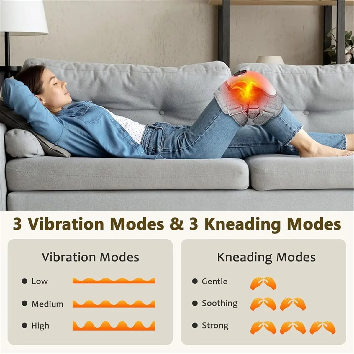 【45% OFF】Electric Knee Massager, for Relief Knee Stress, 3 Kneading and Vibration Intencities,5000mAh Rechargeable Battery