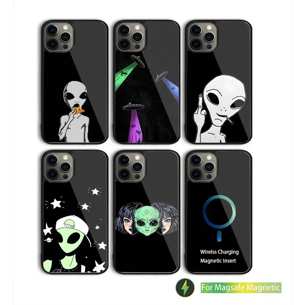 

Cute Alien ET Phone Case For iPhone 16,15,14,13,12,11,Pro,Max,Plus,Mini,SE New Magsafe Magnetic Wireless Charging