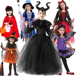 Toddler Halloween Maleficent Tutu Dress Evil Queen Outfit Girls Little Red Riding Hood Cosplay Villain Witch Costume Wiard Gown