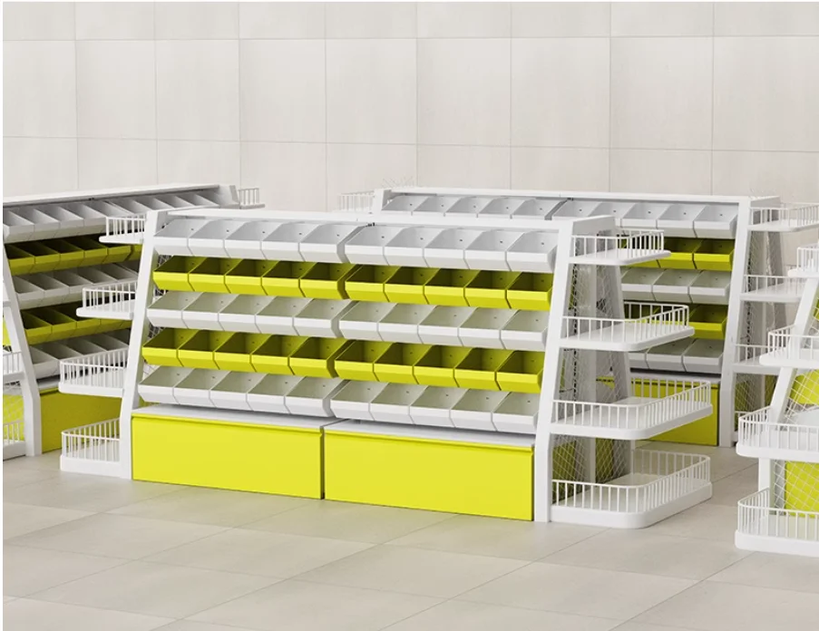 Multiple layers of small food shelving