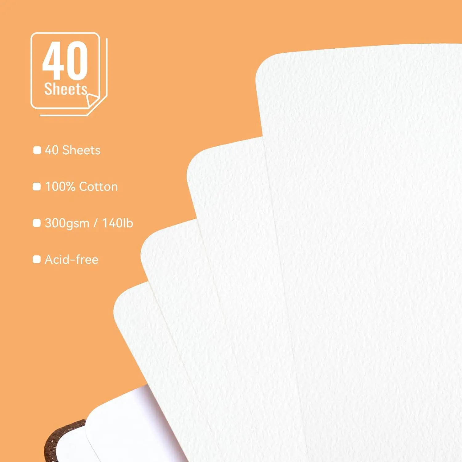 Paul Rubens Square Watercolor Journal,2 Pack 40 Sheets 100% Cotton  Cold Press Watercolor Sketchbook for Watercolors, Gouache