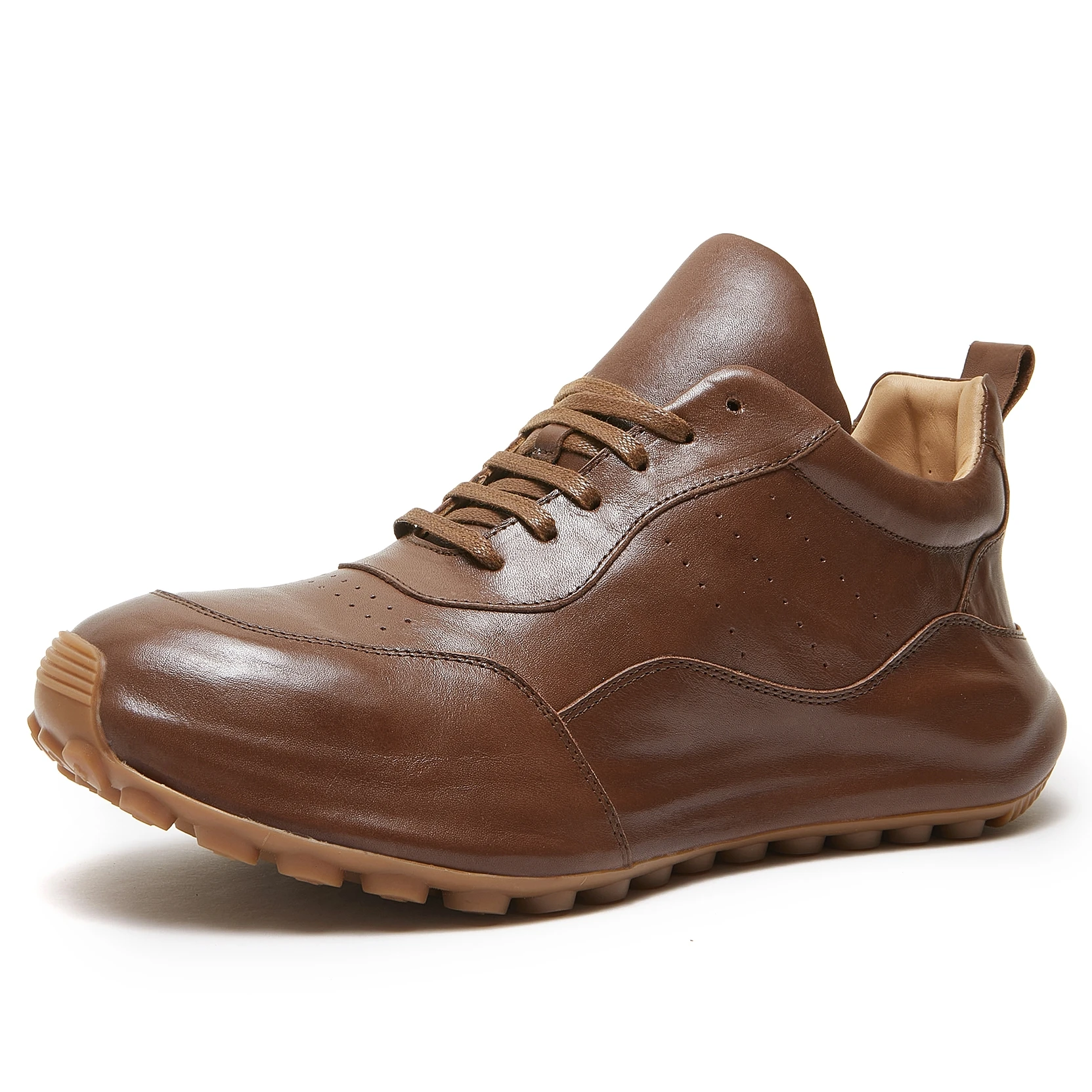 

High-end Horsehide Breathable Dad's Shoes for Men's Comfortable Thick Platform Height Increasing Shoes Casual Sports White Shoes