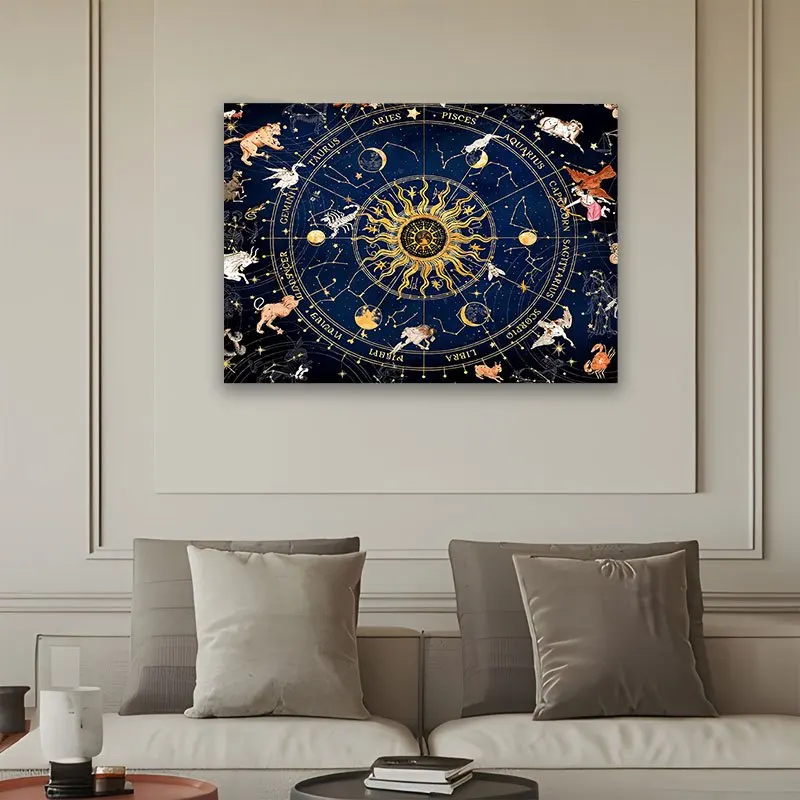Zodiac Constellation Tapestry Astrology Star Map Galaxy Boho Wall Decor Fabric Print Room Decoration 150x300cm