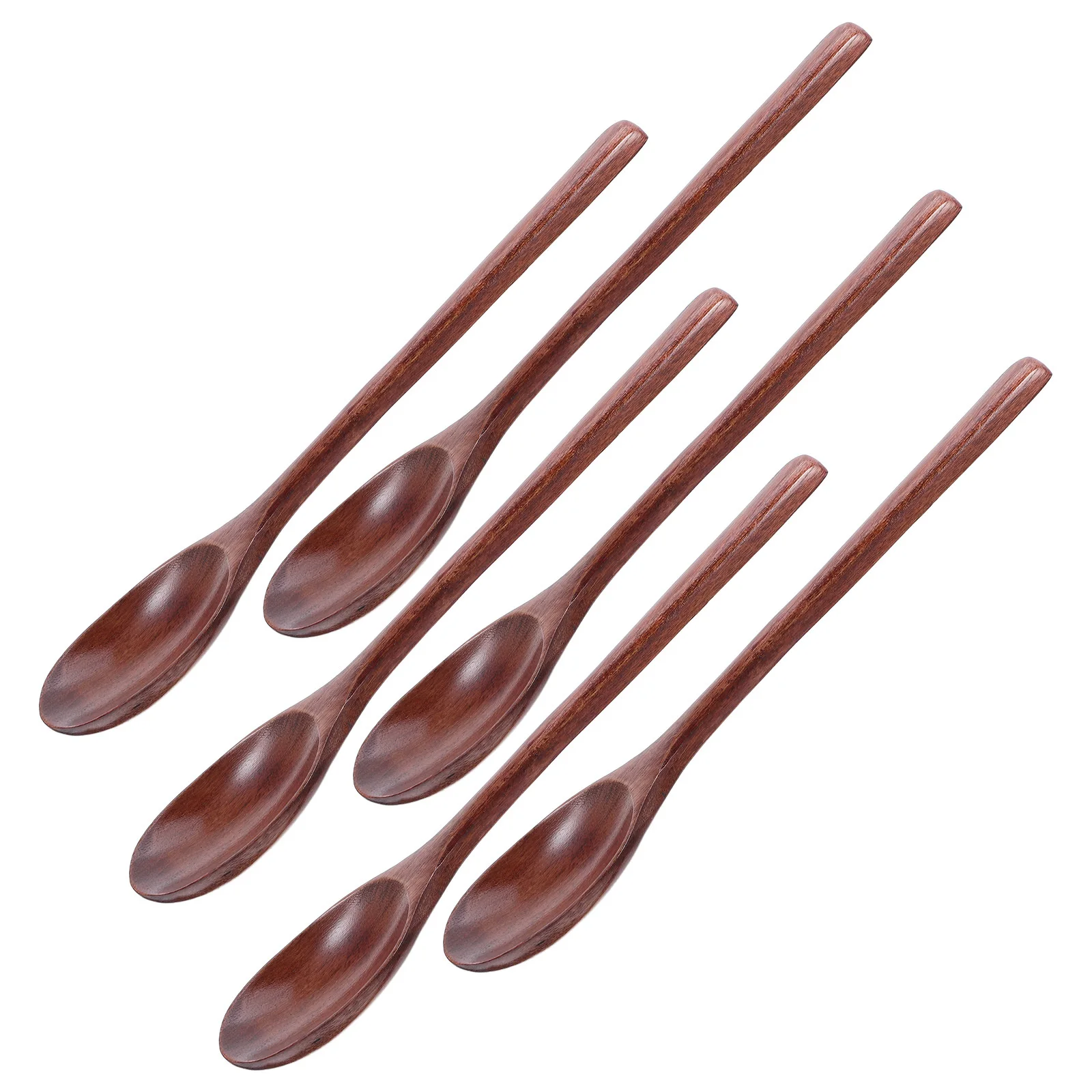 

6Pcs Long Handle Wooden Spoons Reusable Kitchen Utensils Elegant Design for Stirring Soup Tasting Dessert Mixing